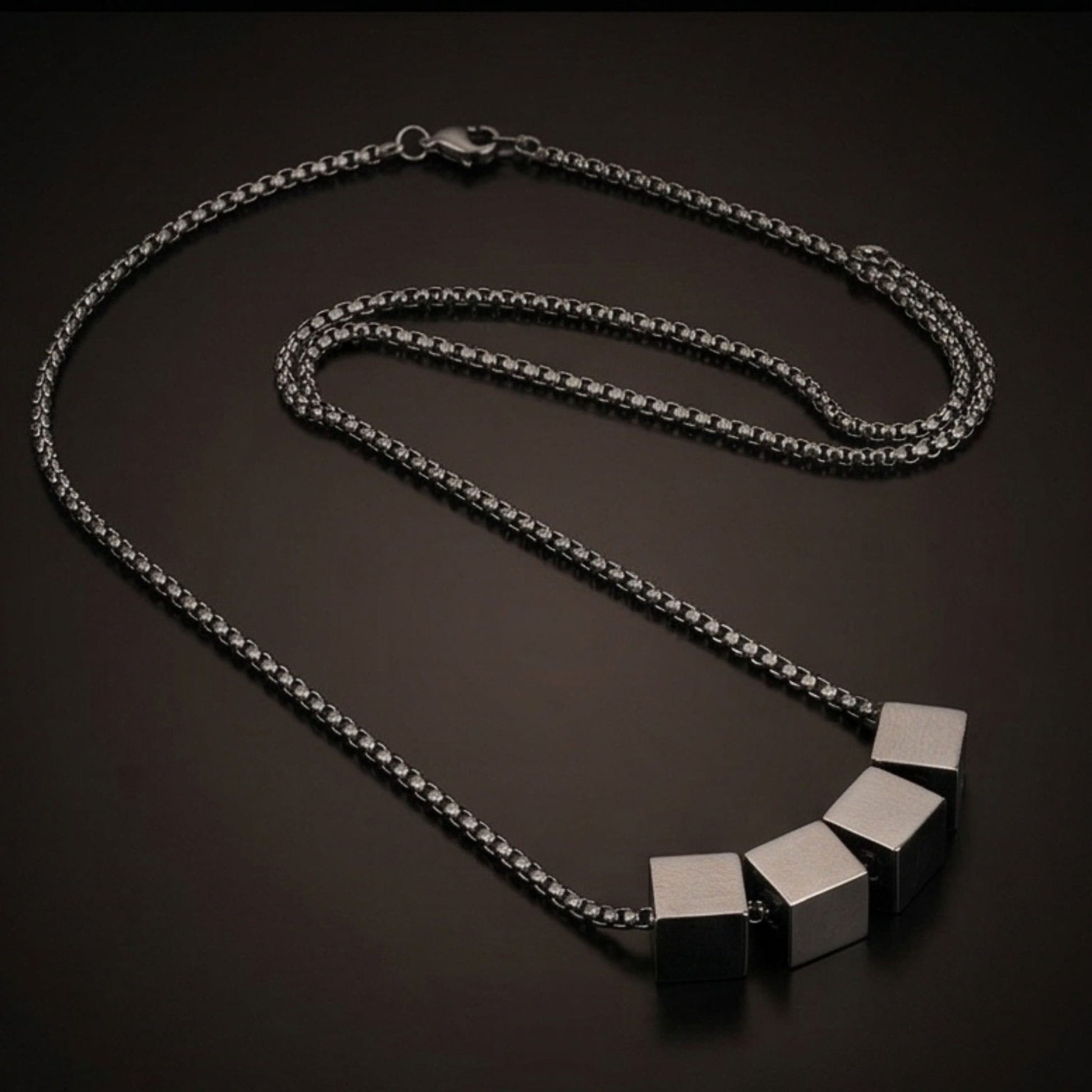 THE MEN THING SS Pendant/ Necklace CUBIXA - 9mm Titanium Steel Pendant with 23inch 4mm Round Box Chain for Men & Boys