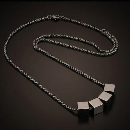 THE MEN THING SS Pendant/ Necklace CUBIXA - 9mm Titanium Steel Pendant with 23inch 4mm Round Box Chain for Men & Boys