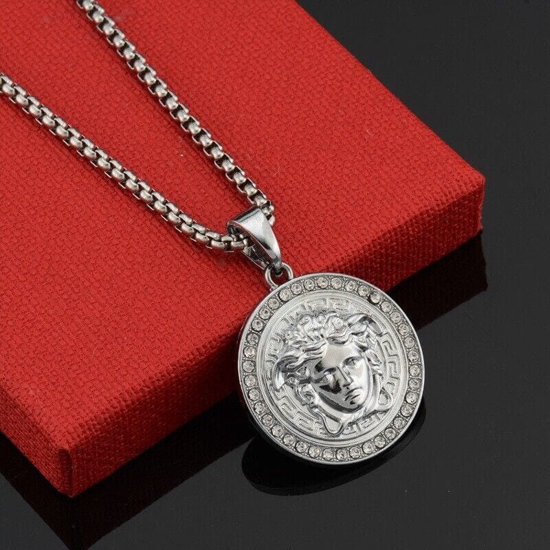 THE MEN THING SS Pendant/ Necklace CURL QUEEN -  Alloy Pendant with Pure Stainless Steel 24inch Round Box Chain, American trending Style for Men & Boy