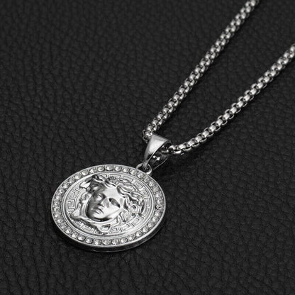 THE MEN THING SS Pendant/ Necklace CURL QUEEN -  Alloy Pendant with Pure Stainless Steel 24inch Round Box Chain, American trending Style for Men & Boy