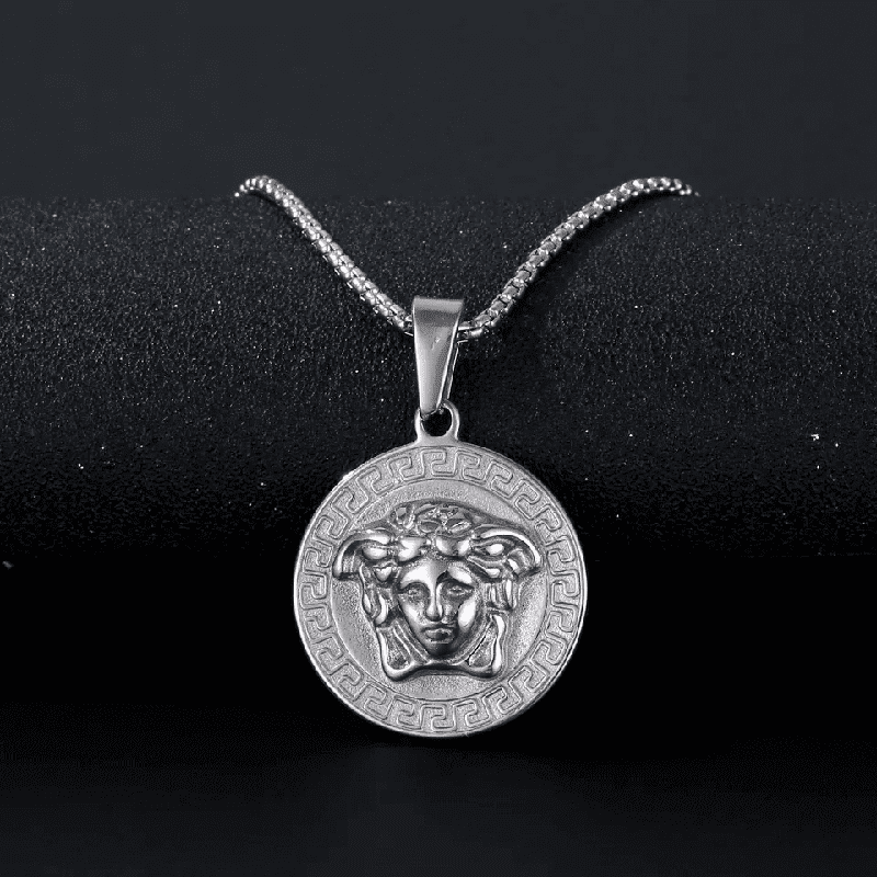 THE MEN THING SS Pendant/ Necklace CURL QUEEN -  Alloy Pendant with Pure Stainless Steel 24inch Round Box Chain, American trending Style for Men & Boy