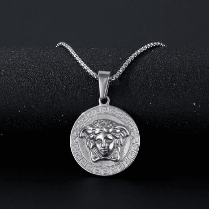 THE MEN THING SS Pendant/ Necklace CURL QUEEN -  Alloy Pendant with Pure Stainless Steel 24inch Round Box Chain, American trending Style for Men & Boy