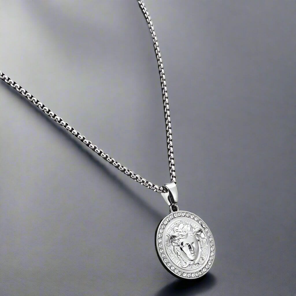 THE MEN THING SS Pendant/ Necklace CURL QUEEN -  Alloy Pendant with Pure Stainless Steel 24inch Round Box Chain, American trending Style for Men & Boy