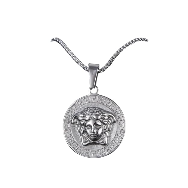 THE MEN THING SS Pendant/ Necklace CURL QUEEN -  Alloy Pendant with Pure Stainless Steel 24inch Round Box Chain, American trending Style for Men & Boy