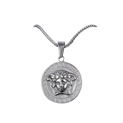 THE MEN THING SS Pendant/ Necklace CURL QUEEN -  Alloy Pendant with Pure Stainless Steel 24inch Round Box Chain, American trending Style for Men & Boy