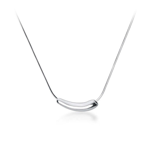 THE MEN THING SS Pendant/ Necklace CURVE BAR - 6mm Titanium Steel Pendant with 20 to 22inch Adjustable Snake 2mm Chain for Men & Boys