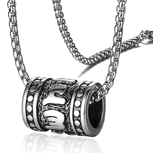 THE MEN THING SS Pendant/ Necklace CYL-MANTRA (T) - Pure Titanium Steel Pendant with Stainless Steel 24inch Round Box Chain, European trending Style for Men & Boy
