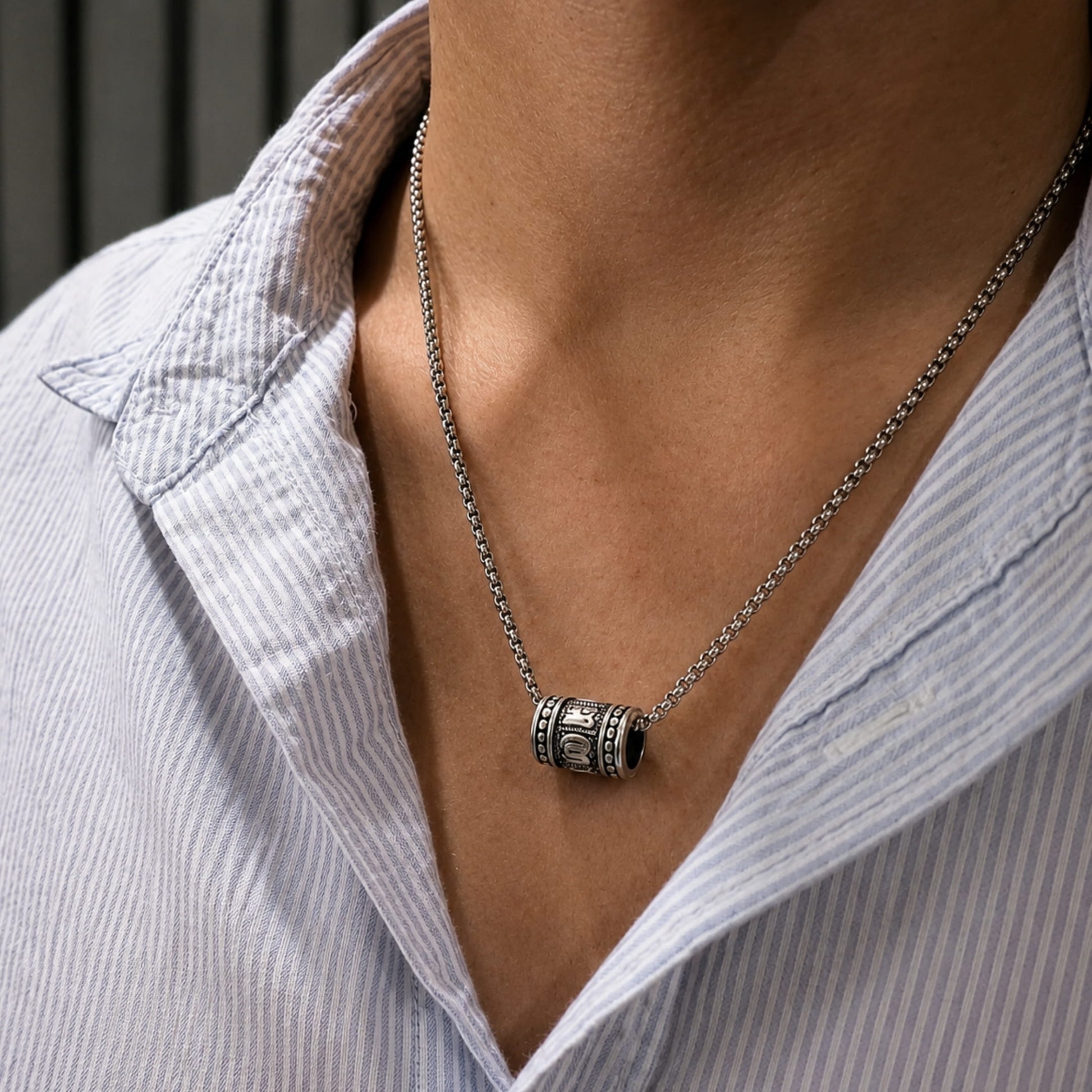 THE MEN THING SS Pendant/ Necklace CYL-MANTRA (T) - Pure Titanium Steel Pendant with Stainless Steel 24inch Round Box Chain, European trending Style for Men & Boy