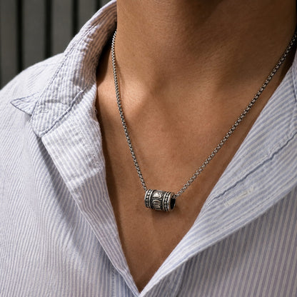 THE MEN THING SS Pendant/ Necklace CYL-MANTRA (T) - Pure Titanium Steel Pendant with Stainless Steel 24inch Round Box Chain, European trending Style for Men & Boy