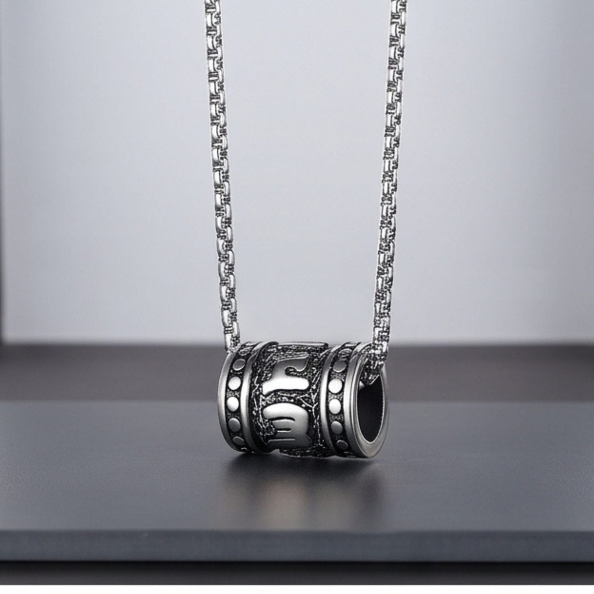 THE MEN THING SS Pendant/ Necklace CYL-MANTRA (T) - Pure Titanium Steel Pendant with Stainless Steel 24inch Round Box Chain, European trending Style for Men & Boy