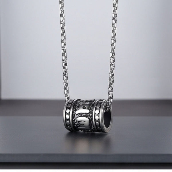 CYL-MANTRA (T) - Pure Titanium Steel Pendant with Stainless Steel 24inch Round Box Chain, European trending Style for Men & Boy