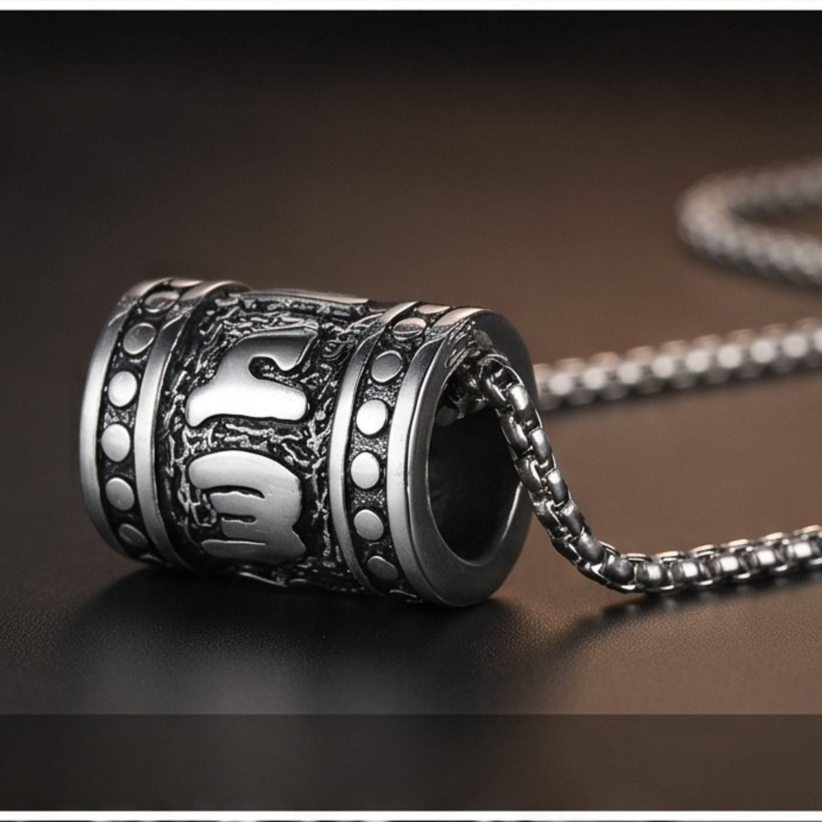 THE MEN THING SS Pendant/ Necklace CYL-MANTRA (T) - Pure Titanium Steel Pendant with Stainless Steel 24inch Round Box Chain, European trending Style for Men & Boy