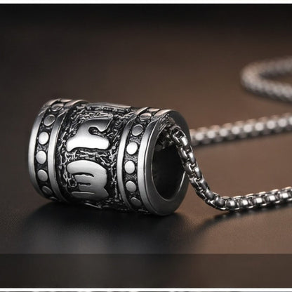 THE MEN THING SS Pendant/ Necklace CYL-MANTRA (T) - Pure Titanium Steel Pendant with Stainless Steel 24inch Round Box Chain, European trending Style for Men & Boy