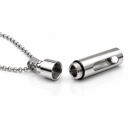 THE MEN THING SS Pendant/ Necklace CYLINDRICAL - Titanium Steel Pendant with 22inch Round Rolo Chain for Men & Boys