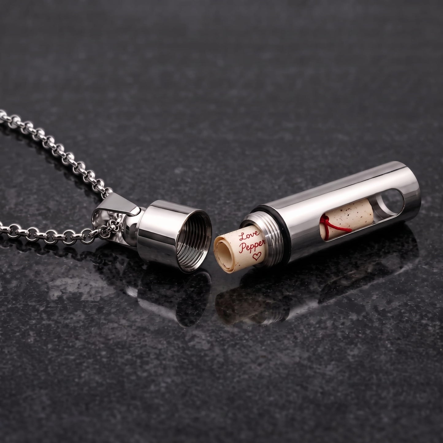 THE MEN THING SS Pendant/ Necklace CYLINDRICAL - Titanium Steel Pendant with 22inch Round Rolo Chain for Men & Boys