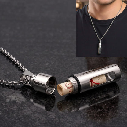 THE MEN THING SS Pendant/ Necklace CYLINDRICAL - Titanium Steel Pendant with 22inch Round Rolo Chain for Men & Boys