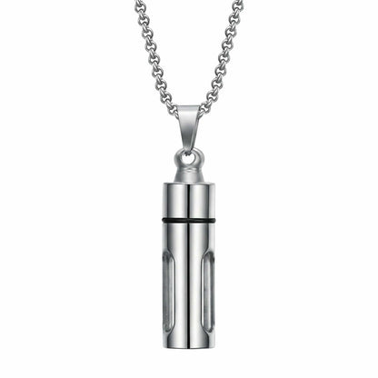 THE MEN THING SS Pendant/ Necklace CYLINDRICAL - Titanium Steel Pendant with 24inch Round Rolo Chain for Men & Boys