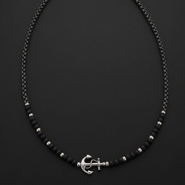 DARK ANCHOR - 25mm Titanium Steel Pendant with Adjustable Round Box 5mm Chain for Men & Boys (21 to 22inch)
