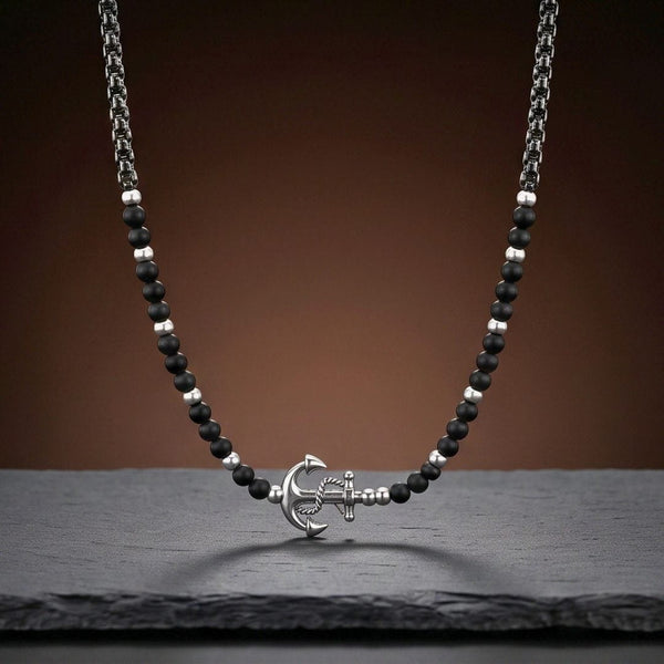DARK ANCHOR - 25mm Titanium Steel Pendant with Adjustable Round Box 5mm Chain for Men & Boys (21 to 22inch)