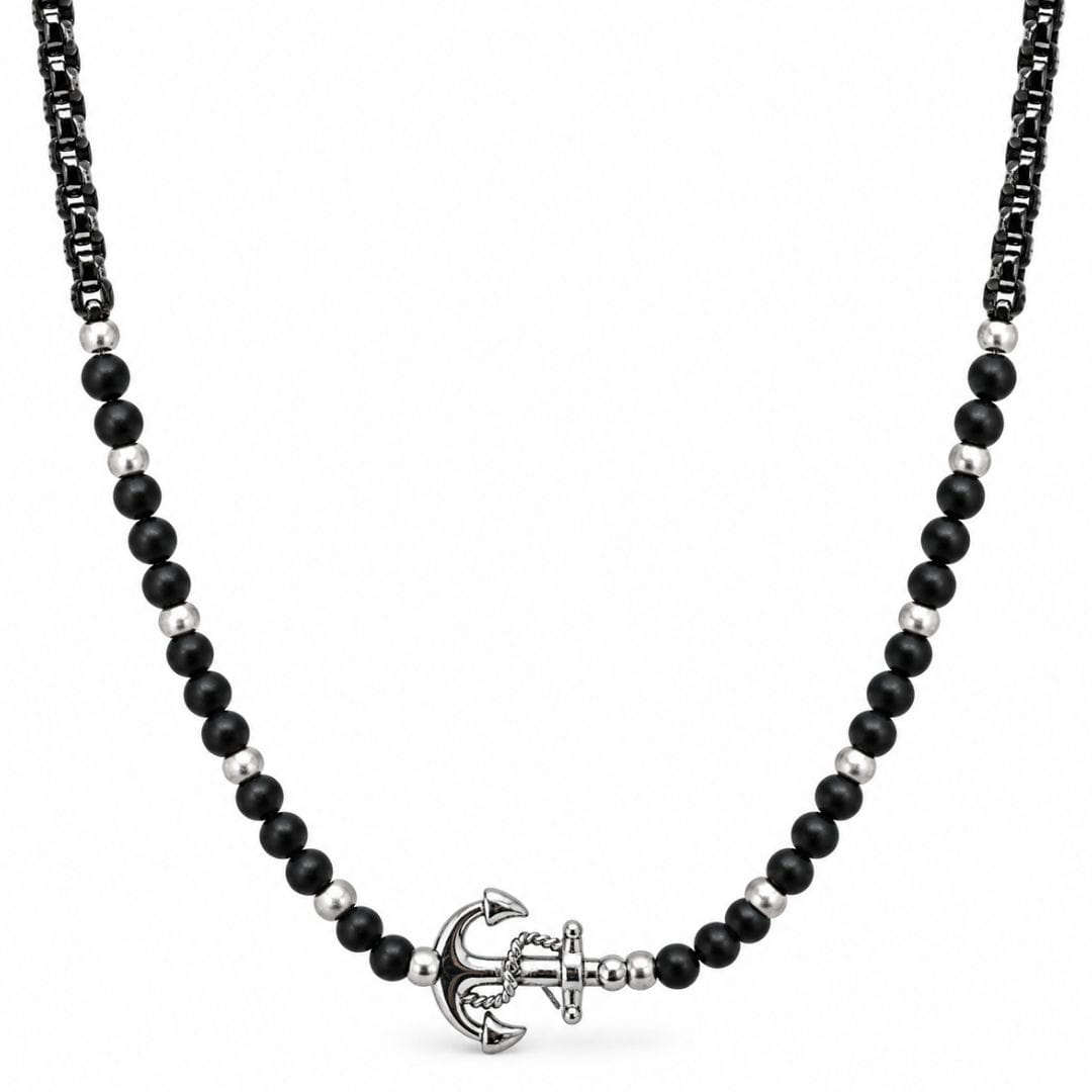 THE MEN THING SS Pendant/ Necklace DARK ANCHOR - 25mm Titanium Steel Pendant with Adjustable Round Box 5mm Chain for Men & Boys (21 to 22inch)