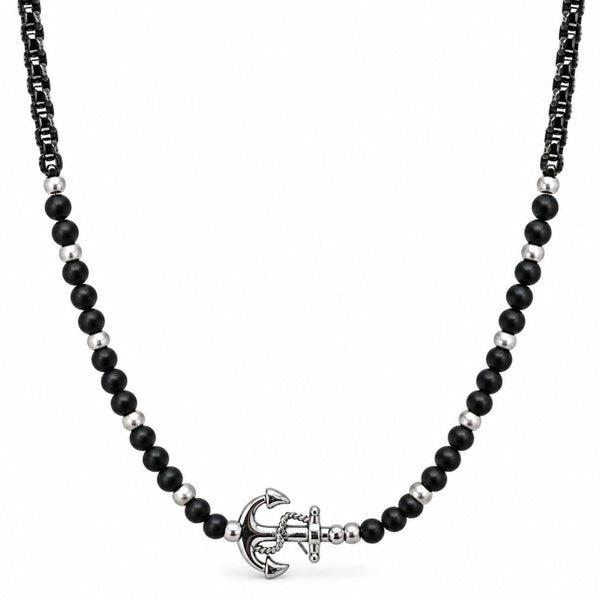 DARK ANCHOR - 25mm Titanium Steel Pendant with Adjustable Round Box 5mm Chain for Men & Boys (21 to 22inch)