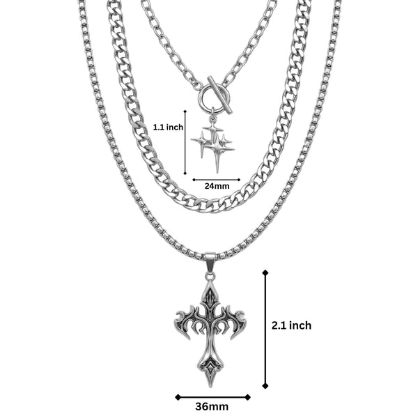 DARK HALO CROSS - 36mm Titanium Steel Pendant Layered Pendant Necklace for Men & Boys (23inch)