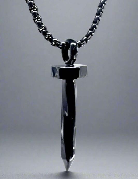 THE MEN THING SS Pendant/ Necklace DARKNAIL -  Alloy Pendant with  Pure Stainless Steel 24inch Chain for Men, European trending Style - Round Box Silver Chain for Men & Boy