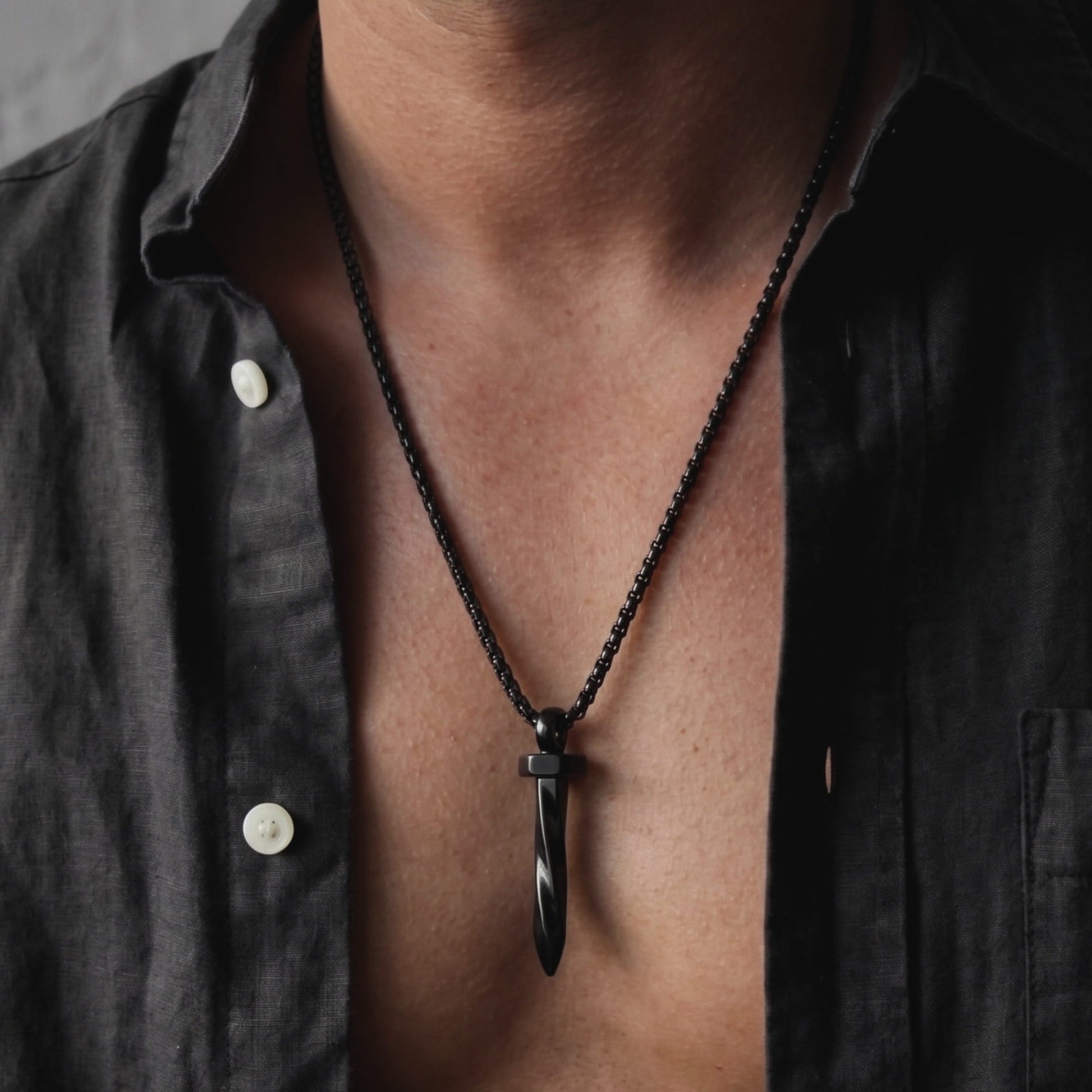 THE MEN THING SS Pendant/ Necklace DARKNAIL -  Alloy Pendant with  Pure Stainless Steel 24inch Chain for Men, European trending Style - Round Box Silver Chain for Men & Boy