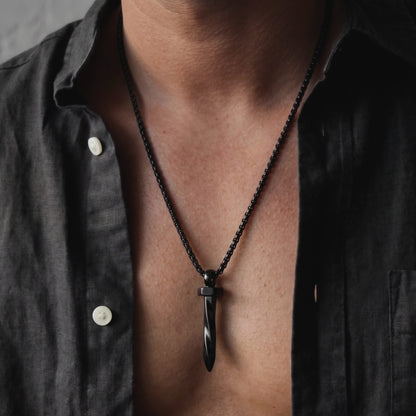 THE MEN THING SS Pendant/ Necklace DARKNAIL -  Alloy Pendant with  Pure Stainless Steel 24inch Chain for Men, European trending Style - Round Box Silver Chain for Men & Boy