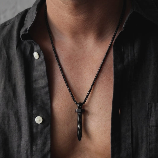 THE MEN THING SS Pendant/ Necklace DARKNAIL -  Alloy Pendant with  Pure Stainless Steel 24inch Chain for Men, European trending Style - Round Box Silver Chain for Men & Boy