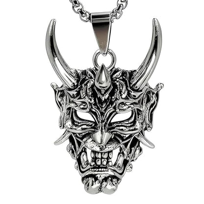 THE MEN THING SS Pendant/ Necklace DEAMON MASK - Pure Titanium Steel Pendant with 24inch Round Box Chain for Men & Boys
