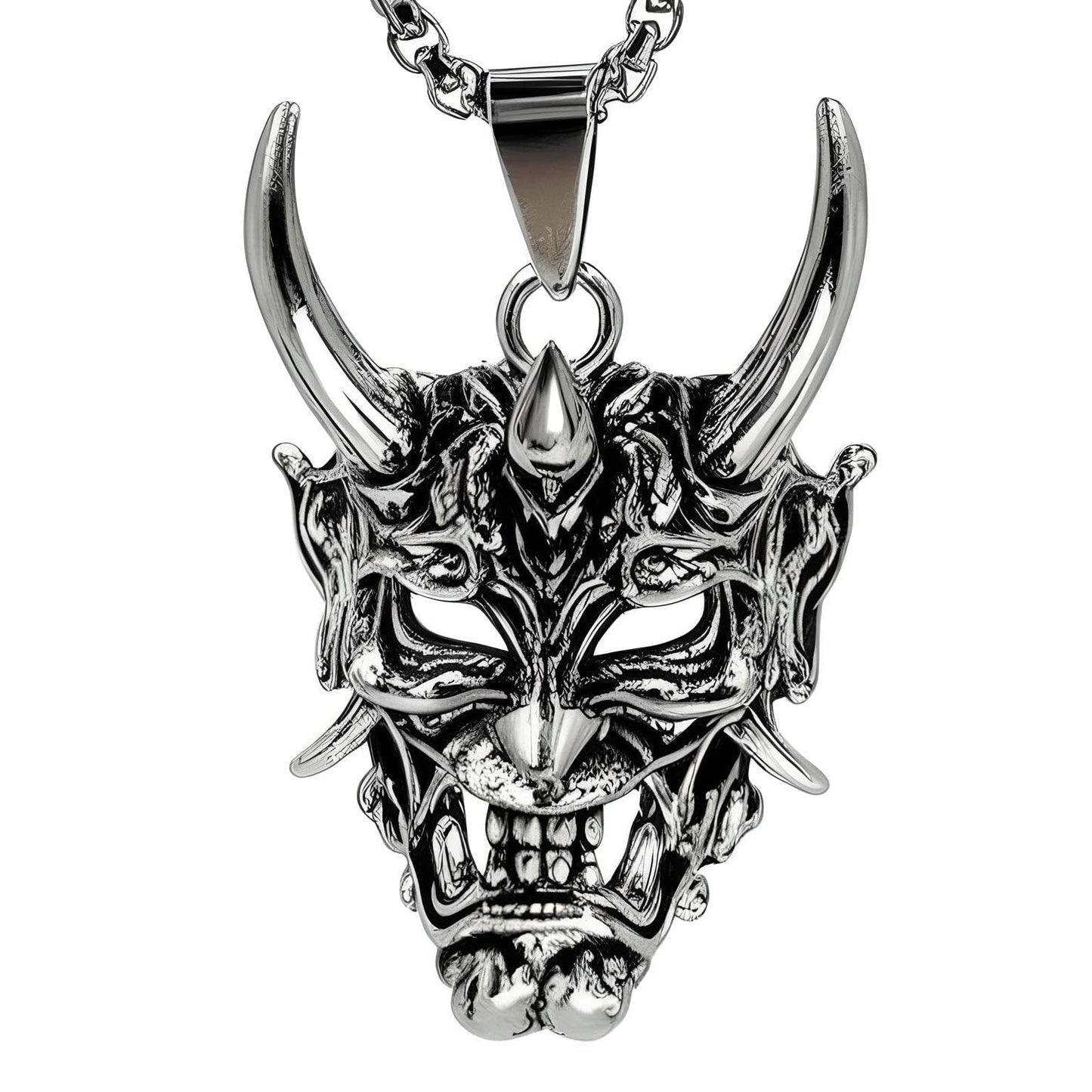 THE MEN THING SS Pendant/ Necklace DEMON MASK - Alloy Pendant with Stainless Steel 24inch Round Box Chain , European trending Style for Men & Boy