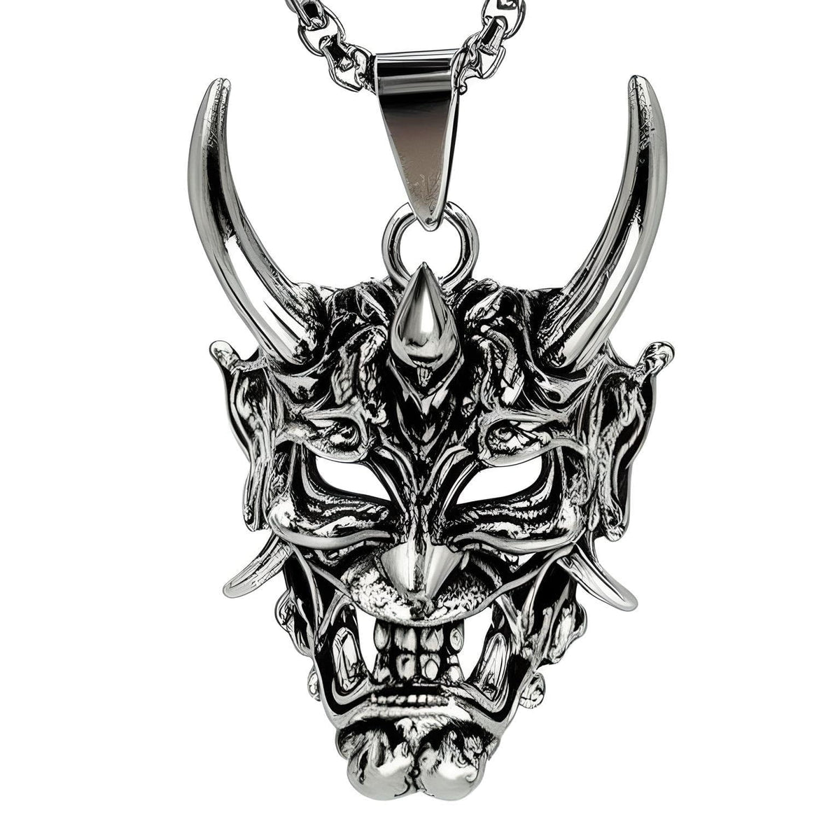 THE MEN THING SS Pendant/ Necklace DEMON MASK - Alloy Pendant with Stainless Steel 24inch Round Box Chain , European trending Style for Men & Boy