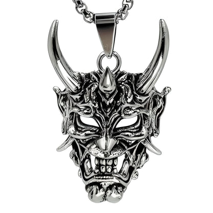 THE MEN THING SS Pendant/ Necklace DEMON MASK - Alloy Pendant with Stainless Steel 24inch Round Box Chain , European trending Style for Men & Boy
