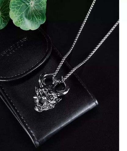 THE MEN THING SS Pendant/ Necklace DEMON TALISMAN - Alloy Pendant with Stainless Steel 24inch Round Box Chain, European trending Style for Men & Boy