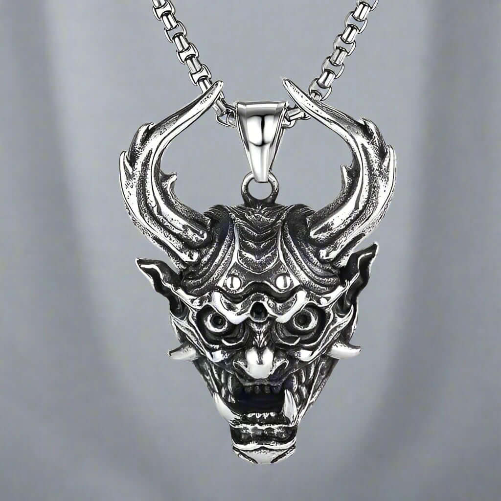 THE MEN THING SS Pendant/ Necklace DEMON TALISMAN - Alloy Pendant with Stainless Steel 24inch Round Box Chain, European trending Style for Men & Boy