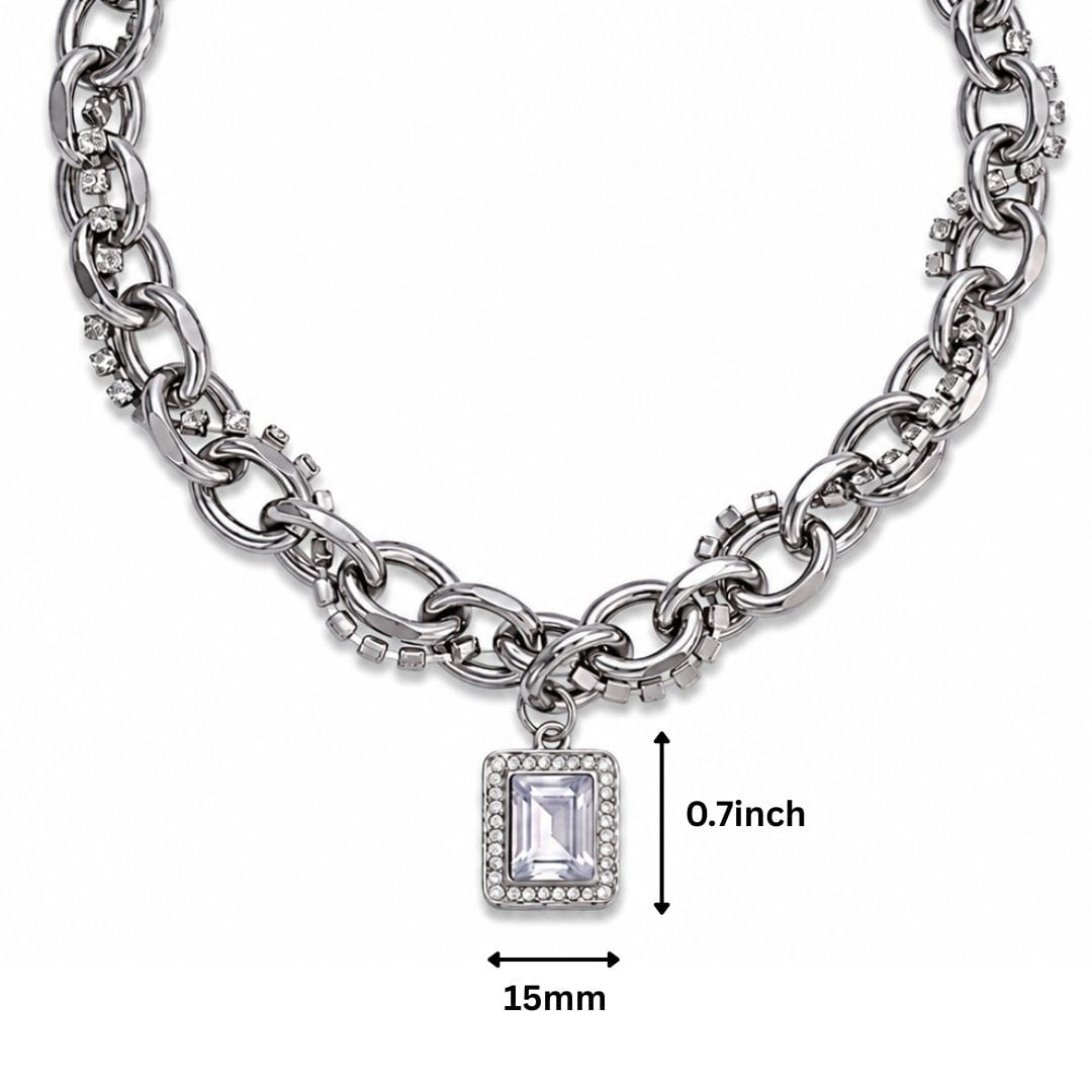 THE MEN THING SS Pendant/ Necklace DIAMOND FRAME - 15mm Titanium Steel Pendant with 19inch to 21inch Adjustable Cable Chain for Men & Boys
