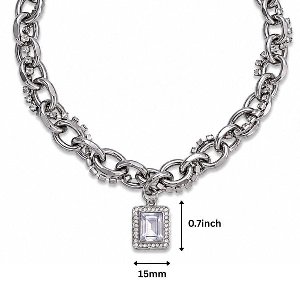 DIAMOND FRAME - 15mm Titanium Steel Pendant with 19inch to 21inch Adjustable Cable Chain for Men & Boys