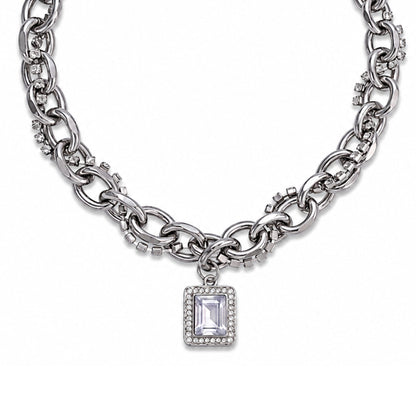 THE MEN THING SS Pendant/ Necklace DIAMOND FRAME - 15mm Titanium Steel Pendant with 19inch to 21inch Adjustable Cable Chain for Men & Boys