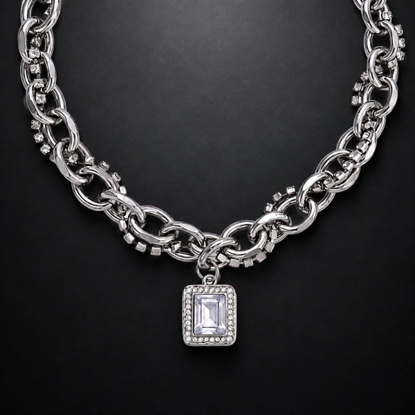 DIAMOND FRAME - 15mm Titanium Steel Pendant with 19inch to 21inch Adjustable Cable Chain for Men & Boys