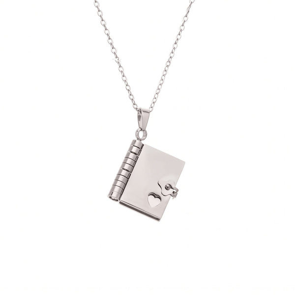 DIARY LOCKET - 18mm Pure Titanium Steel Pendant with 3mm Chain for Men & Boys (17 to 19 inch Adjustable Cable Chain)