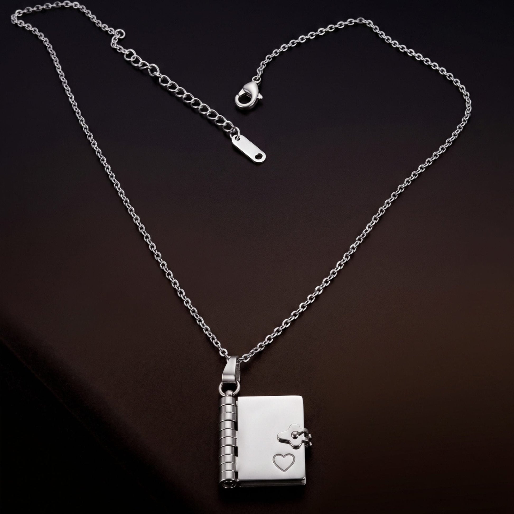 THE MEN THING SS Pendant/ Necklace DIARY LOCKET - 18mm Pure Titanium Steel Pendant with 3mm Chain for Men & Boys (17 to 19 inch Adjustable Cable Chain)