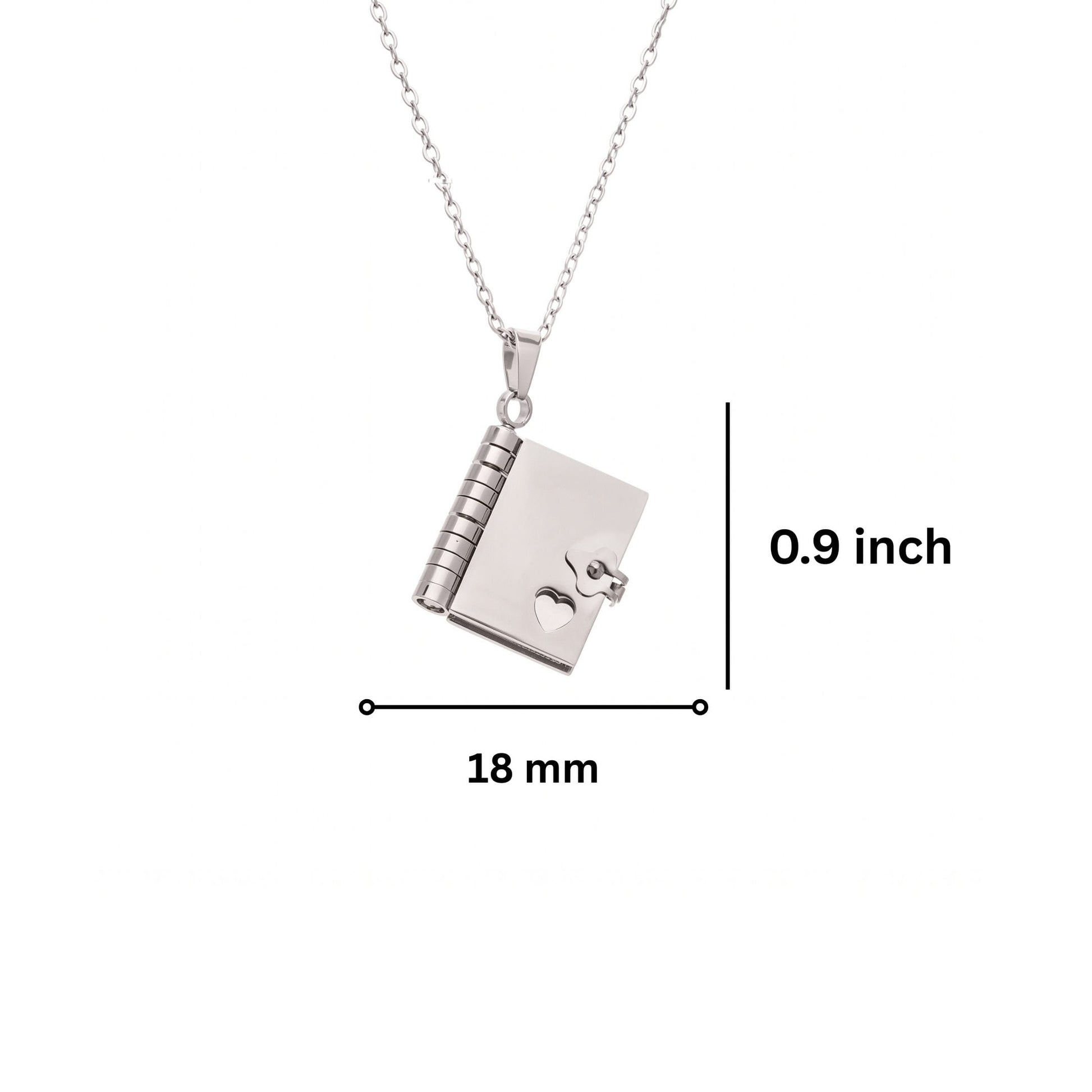 THE MEN THING SS Pendant/ Necklace DIARY LOCKET - 18mm Pure Titanium Steel Pendant with 3mm Chain for Men & Boys (17 to 19 inch Adjustable Cable Chain)