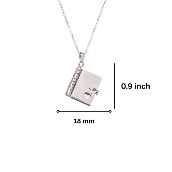 DIARY LOCKET - 18mm Pure Titanium Steel Pendant with 3mm Chain for Men & Boys (17 to 19 inch Adjustable Cable Chain)