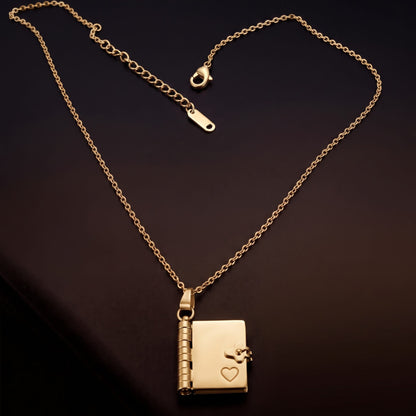 THE MEN THING SS Pendant/ Necklace DIARY LOCKET - GOLDEN - 18mm Pure Titanium Steel Pendant with 3mm Chain for Men & Boys (17 to 19 inch Adjustable Cable Chain)