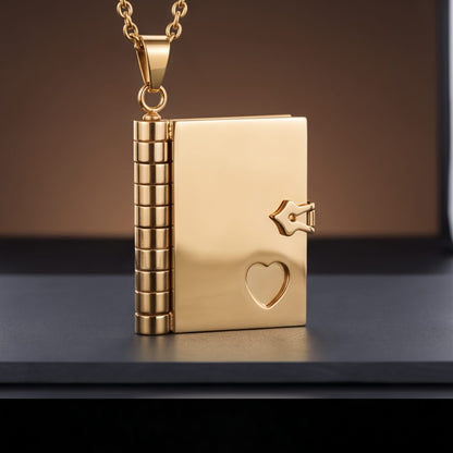 THE MEN THING SS Pendant/ Necklace DIARY LOCKET - GOLDEN - 18mm Pure Titanium Steel Pendant with 3mm Chain for Men & Boys (17 to 19 inch Adjustable Cable Chain)