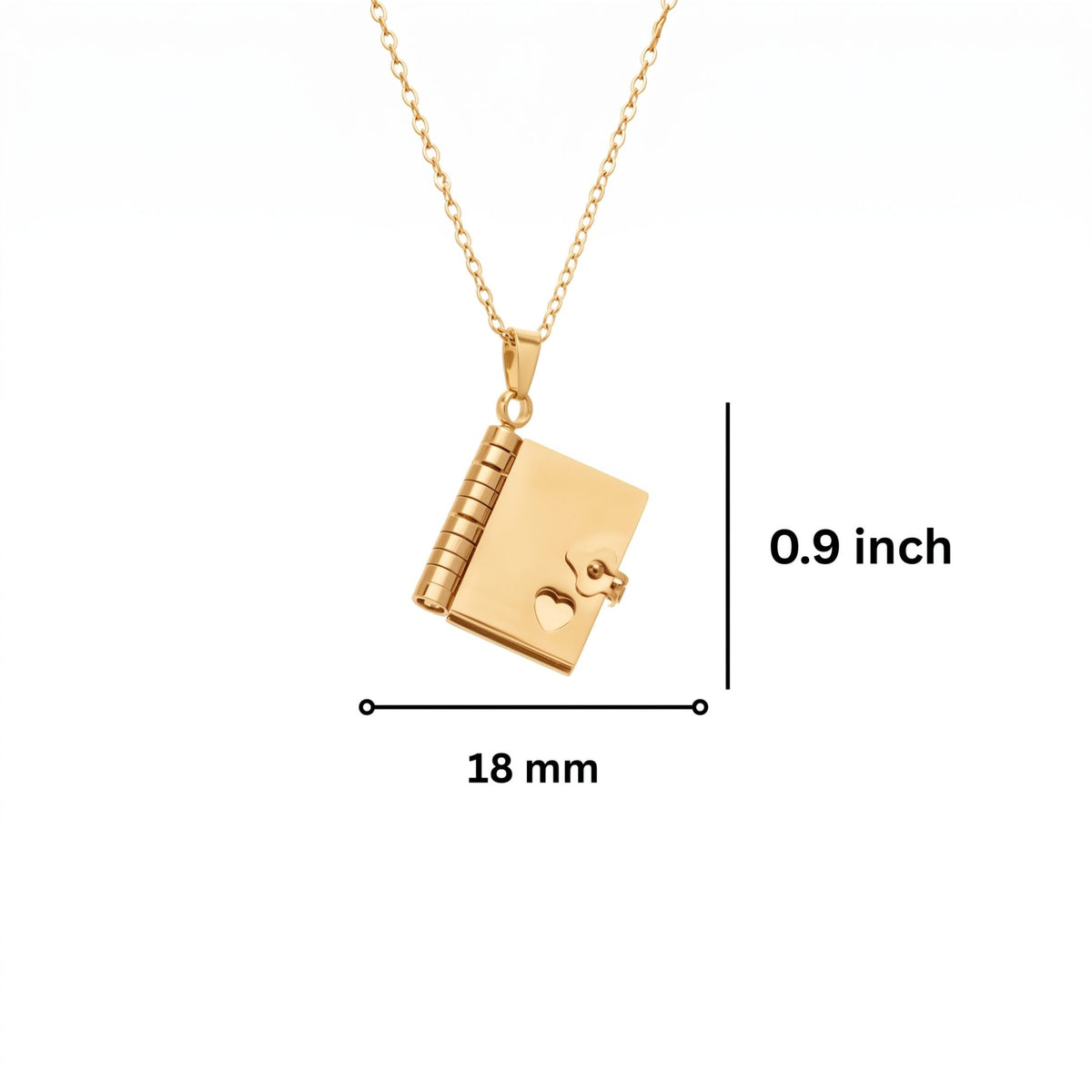 THE MEN THING SS Pendant/ Necklace DIARY LOCKET - GOLDEN - 18mm Pure Titanium Steel Pendant with 3mm Chain for Men & Boys (17 to 19 inch Adjustable Cable Chain)