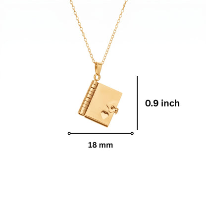 THE MEN THING SS Pendant/ Necklace DIARY LOCKET - GOLDEN - 18mm Pure Titanium Steel Pendant with 3mm Chain for Men & Boys (17 to 19 inch Adjustable Cable Chain)