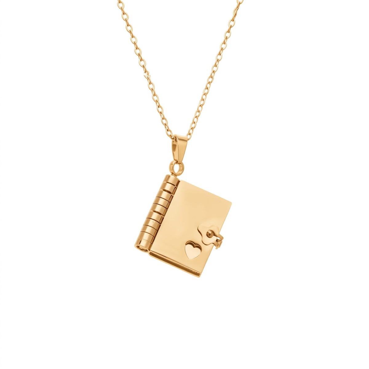 THE MEN THING SS Pendant/ Necklace DIARY LOCKET - GOLDEN - 18mm Pure Titanium Steel Pendant with 3mm Chain for Men & Boys (17 to 19 inch Adjustable Cable Chain)