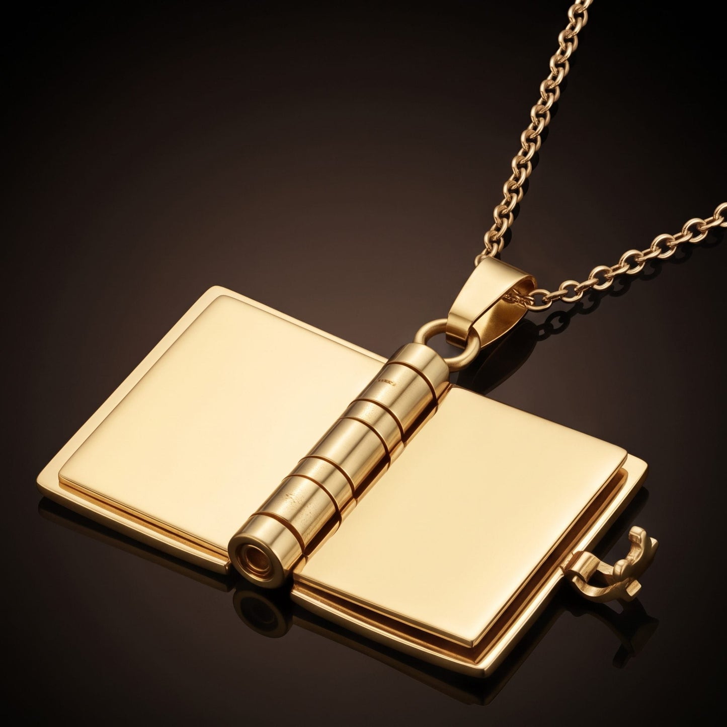 THE MEN THING SS Pendant/ Necklace DIARY LOCKET - GOLDEN - 18mm Pure Titanium Steel Pendant with 3mm Chain for Men & Boys (17 to 19 inch Adjustable Cable Chain)